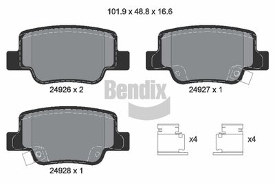 BPD2207 BENDIX Braking Комплект тормозных колодок, дисковый тормоз