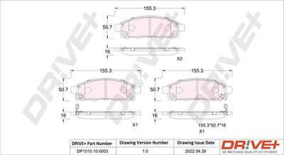 DP1010100003 Dr!ve+ Комплект тормозных колодок, дисковый тормоз