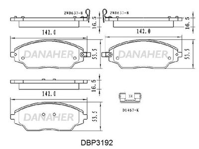 DBP3192 DANAHER Комплект тормозных колодок, дисковый тормоз