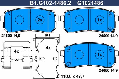 B1G10214862 GALFER Комплект тормозных колодок, дисковый тормоз