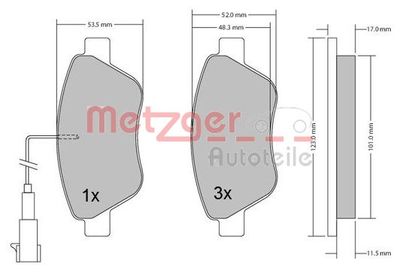 1170102 METZGER Комплект тормозных колодок, дисковый тормоз