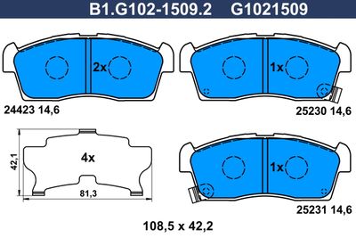 B1G10215092 GALFER Комплект тормозных колодок, дисковый тормоз