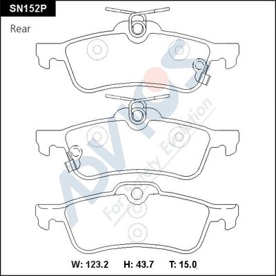 SN152P ADVICS Комплект тормозных колодок, дисковый тормоз