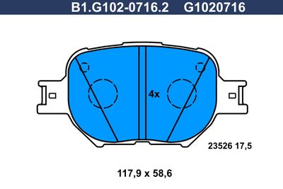 B1G10207162 GALFER Комплект тормозных колодок, дисковый тормоз