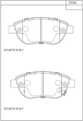 KD7452 ASIMCO Комплект тормозных колодок, дисковый тормоз