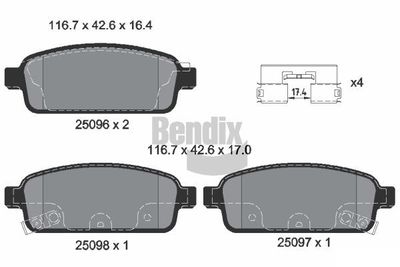 BPD1060 BENDIX Braking Комплект тормозных колодок, дисковый тормоз