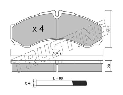 2210 TRUSTING Комплект тормозных колодок, дисковый тормоз