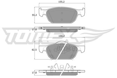 TX1751 TOMEX Brakes Комплект тормозных колодок, дисковый тормоз