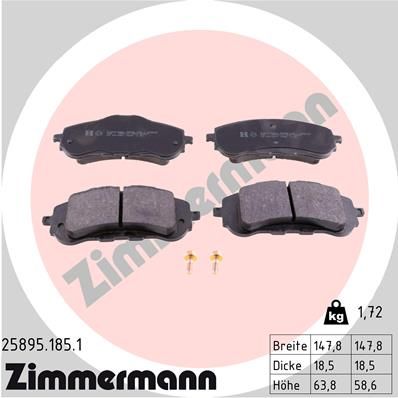 258951851 ZIMMERMANN Комплект тормозных колодок, дисковый тормоз