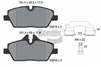 BPD1030 BENDIX Braking Комплект тормозных колодок, дисковый тормоз