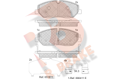 RB2268 R BRAKE Комплект тормозных колодок, дисковый тормоз