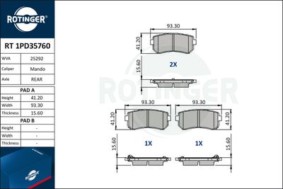 RT1PD35760 ROTINGER Комплект тормозных колодок, дисковый тормоз