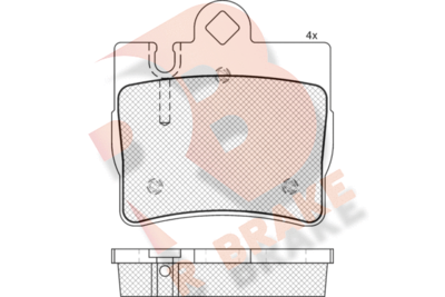 RB1390396 R BRAKE Комплект тормозных колодок, дисковый тормоз