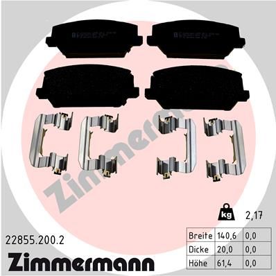 228552002 ZIMMERMANN Комплект тормозных колодок, дисковый тормоз