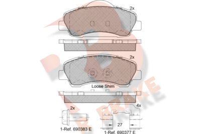 RB2131067 R BRAKE Комплект тормозных колодок, дисковый тормоз