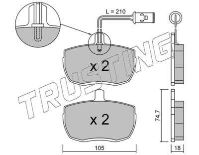 0182 TRUSTING Комплект тормозных колодок, дисковый тормоз