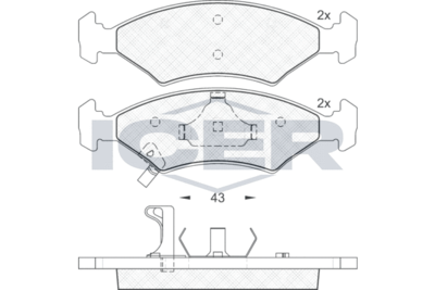 181185 ICER Комплект тормозных колодок, дисковый тормоз