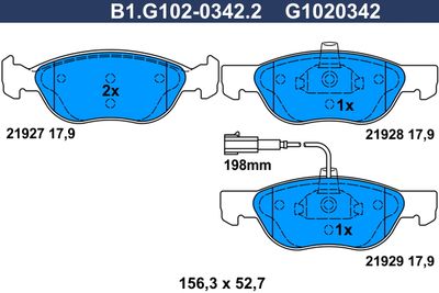 B1G10203422 GALFER Комплект тормозных колодок, дисковый тормоз