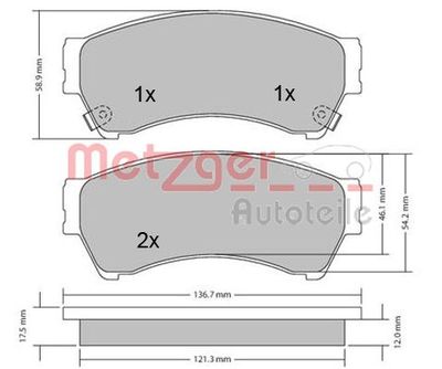 1170270 METZGER Комплект тормозных колодок, дисковый тормоз