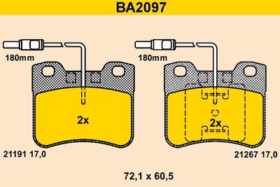 BA2097 BARUM Комплект тормозных колодок, дисковый тормоз