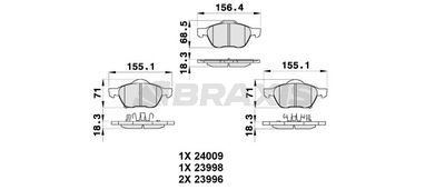 AB0340 BRAXIS Комплект тормозных колодок, дисковый тормоз