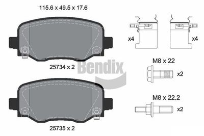 BPD2264 BENDIX Braking Комплект тормозных колодок, дисковый тормоз