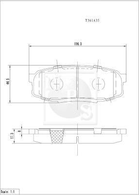 T361A35 NPS Комплект тормозных колодок, дисковый тормоз