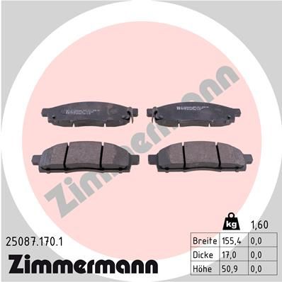 250871701 ZIMMERMANN Комплект тормозных колодок, дисковый тормоз