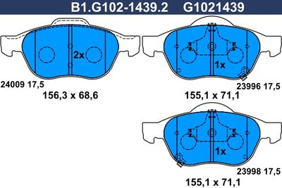 B1G10214392 GALFER Комплект тормозных колодок, дисковый тормоз