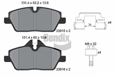 BPD1602 BENDIX Braking Комплект тормозных колодок, дисковый тормоз