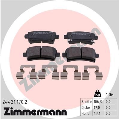 244211702 ZIMMERMANN Комплект тормозных колодок, дисковый тормоз