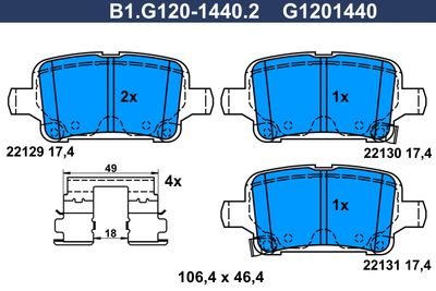 B1G12014402 GALFER Комплект тормозных колодок, дисковый тормоз