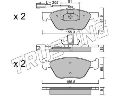 0851 TRUSTING Комплект тормозных колодок, дисковый тормоз