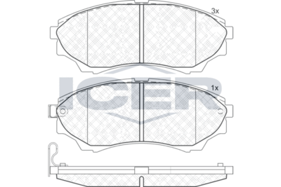 181822 ICER Комплект тормозных колодок, дисковый тормоз