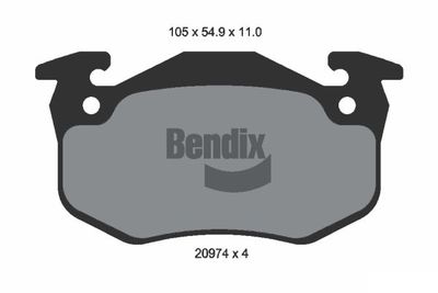 BPD1103 BENDIX Braking Комплект тормозных колодок, дисковый тормоз