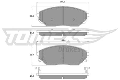 TX1553 TOMEX Brakes Комплект тормозных колодок, дисковый тормоз