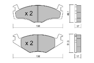 BPVW1036 AISIN Комплект тормозных колодок, дисковый тормоз