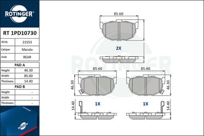 RT1PD10730 ROTINGER Комплект тормозных колодок, дисковый тормоз