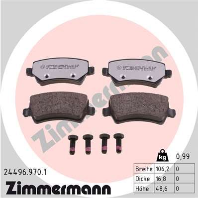 244969701 ZIMMERMANN Комплект тормозных колодок, дисковый тормоз