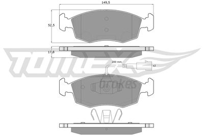 TX1688 TOMEX Brakes Комплект тормозных колодок, дисковый тормоз