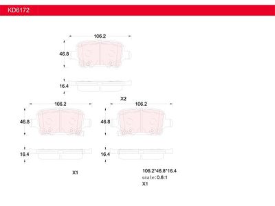 KD6172 ASIMCO Комплект тормозных колодок, дисковый тормоз