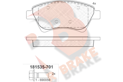 RB1535701 R BRAKE Комплект тормозных колодок, дисковый тормоз