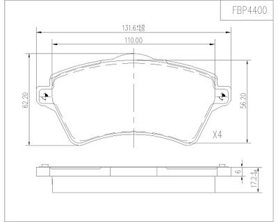 FBP4400 FI.BA Комплект тормозных колодок, дисковый тормоз