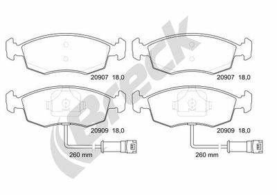 209070070210 BRECK Комплект тормозных колодок, дисковый тормоз