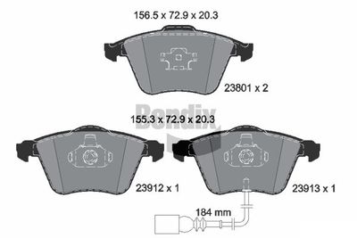 BPD1561 BENDIX Braking Комплект тормозных колодок, дисковый тормоз