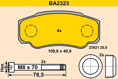 BA2323 BARUM Комплект тормозных колодок, дисковый тормоз