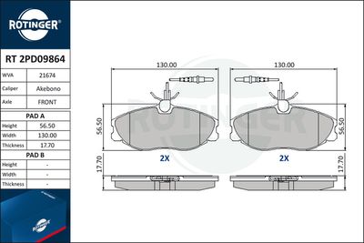 RT2PD09864 ROTINGER Комплект тормозных колодок, дисковый тормоз