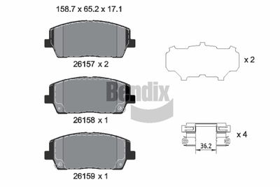 BPD2436 BENDIX Braking Комплект тормозных колодок, дисковый тормоз