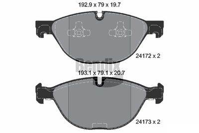 BPD2102 BENDIX Braking Комплект тормозных колодок, дисковый тормоз