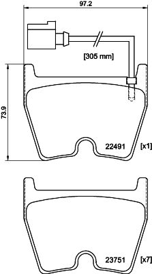 8DB355025171 HELLA Комплект тормозных колодок, дисковый тормоз